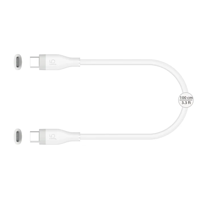 J5create Cable USB-C a USB-C de silicona líquida 60W Blanco