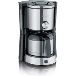 Severin KA4845 Cafetera de filtro con jarra isotérmica, Selector de aroma, 1 L, 1000 W, Acero inoxidable / Negro