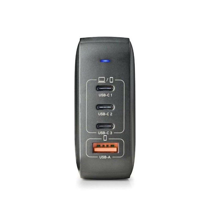 NGS Cargador de Pared GaN 165W con 3 USB-C y 1 USB-A Negro