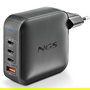 NGS BUD165W Cargador GaN 165W, 4 Puertos (3 USB-C PD3.1/PPS + 1 USB-A QC3.0), Carga Rápida para Portátil, Smartphone y Tablet, 140W Máx en USB-C1, Automático 100-240V