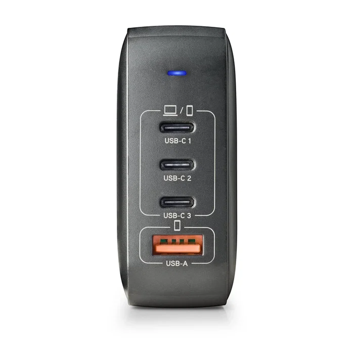 NGS Cargador de Pared GaN 165W con 3 USB-C y 1 USB-A Negro