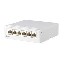 METZ CONNECT AP-Verteiler E-DAT ISO/IEC CAT.6A 6 Port Blanco, 6 Puertos RJ-45, Conector Patch Panel, Referencia 130862-21C-E