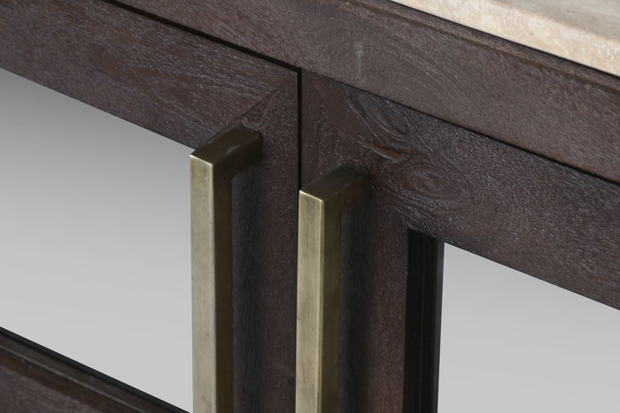 DKD Home Decor Mueble TV Moderno Tradicional Travertine 180 x 55 x 40 cm Mango y Marmol