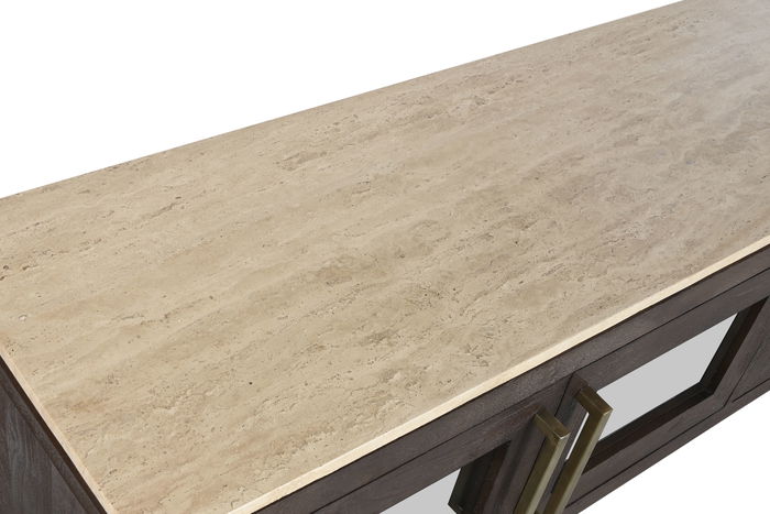 DKD Home Decor Mueble TV Moderno Tradicional Travertine 180 x 55 x 40 cm Mango y Marmol