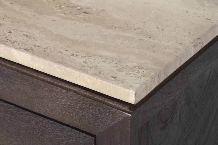 DKD Home Decor Mueble TV Moderno Tradicional Travertine 180 x 55 x 40 cm Mango y Marmol