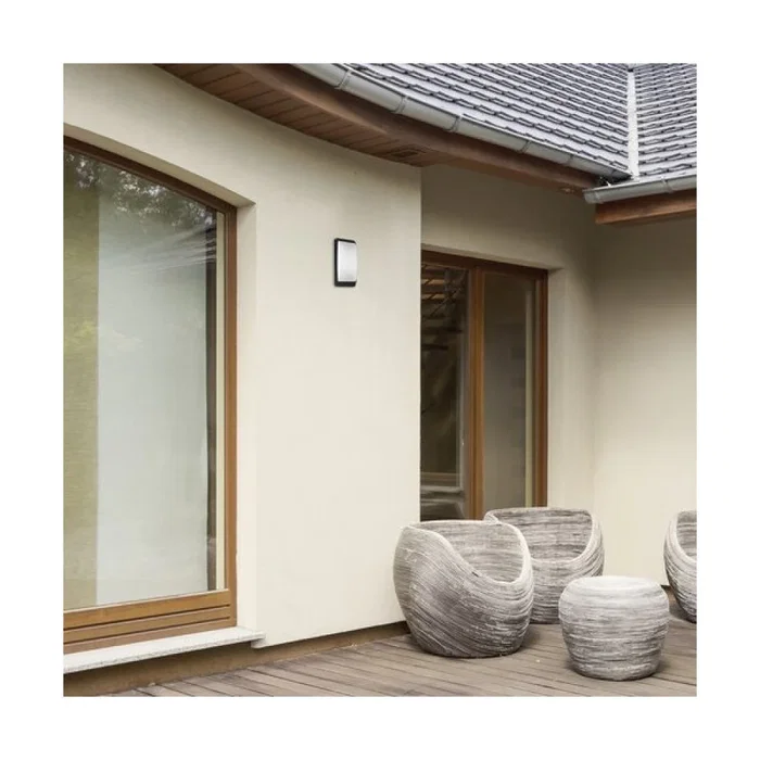 RABALUX Opole Aplique de Exterior Negro Mate con Pantalla Blanca IP65