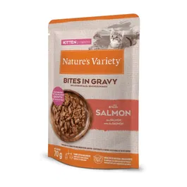 Nature's Variety Gourmet Comida Húmeda para Gato Gatito en Salsa con Salmón Wet Bites 28x70 gr