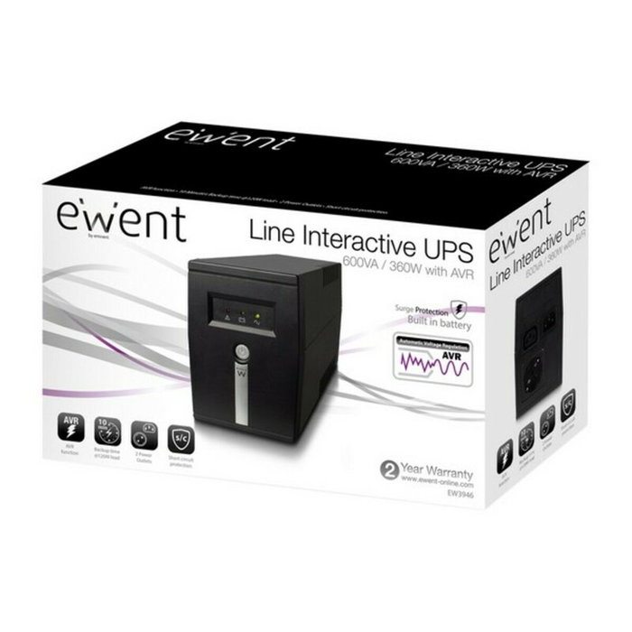 Ewent EW3946 SAI Línea Interactiva 600 VA 360 W con AVR Ewent EW3946 SAI Línea Interactiva 600 VA 360 W con AVR