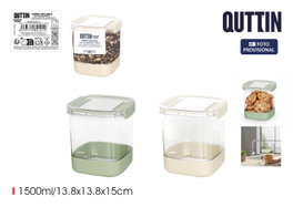 Quttin Tarro PET cuadrado con tapa hermética 1500ml