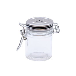 TABLECRAFT Pack de 12 saleros y pimenteros de vidrio con tapa de clip de 45 ml