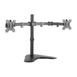 LogiLink BP0045 Soporte para 2 Monitores, Escritorio, Acero Negro, 8 kg Carga, 13'' a 32'', Compatible VESA 75x75 y 100x100 mm