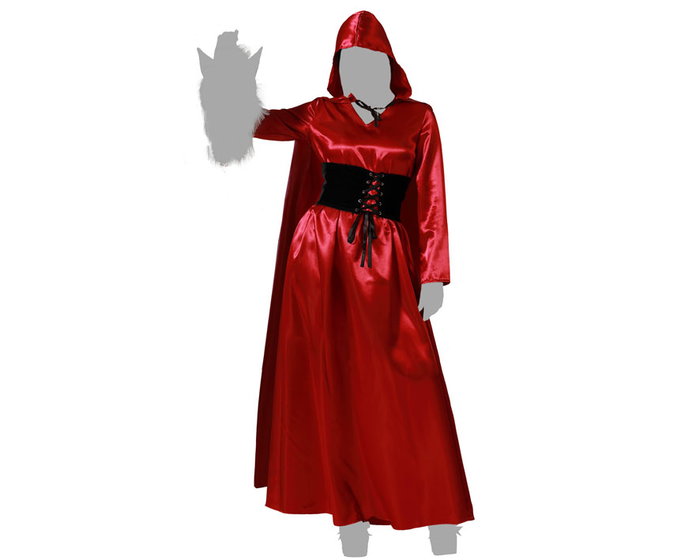 Caperucita Roja - Disfraz Adulto Mujer con Túnica, Capa con Capucha y Cinturón Tallas M L para Halloween o Fiesta Temática