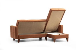 Atelier Del Sofa Conjunto de Sofá 2 Piezas, Polya L - Tile Red, Sofá Rinconero 216cm y Sillón 75cm