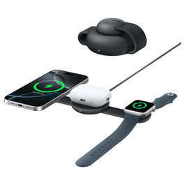 Anker B25M8H11 Estación de Carga Inalámbrica MagGo 3 en 1 Plegable Negro para iPhone Apple Watch AirPods Carga Rápida 15W