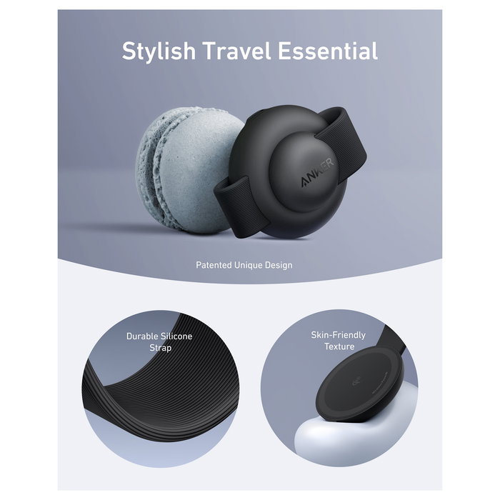 Anker B25M8H11 Estación de Carga Inalámbrica MagGo 3 en 1 Plegable Negro para iPhone Apple Watch AirPods Carga Rápida 15W