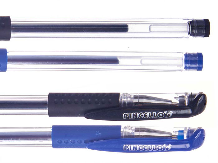 PINCELLO Set 3 Bolígrafos Punta Gel Surtidos, Plástico, Azul y Negro, Dimensiones 8x21x1.5 cm (Set de 24)
