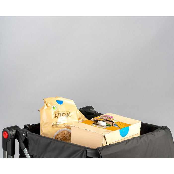 Rolser Basket MF 4B - Carro de la Compra Negro, Asa 10 Posiciones Ajustable, Bolsa Desmontable 58L con Múltiples Bolsillos, 4 Ruedas (2 Giratorias 360º), Carga Máx. 50 kg