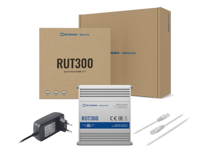 Teltonika RUT300 Router cableado, 5 puertos Fast Ethernet WAN/LAN, VPN, soporte PoE pasivo, USB 2.0