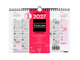 Finocam Calendario de Pared Mensual 2027 con Espacio para Escribir