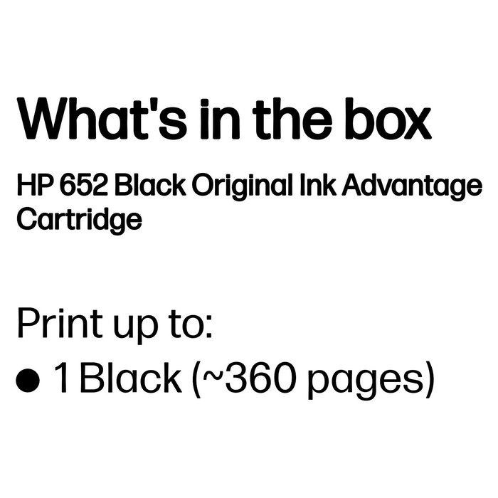 HP 652 Cartucho de Tinta Original Ink Advantage 6 ml para Deskjet 1110, 2130, 3630, ENVY 4520, Officejet 3830, 4650