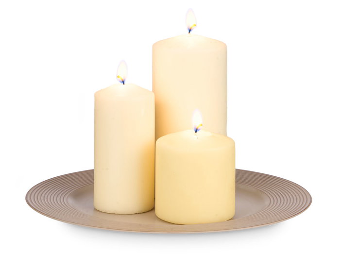 Giftdecor Portavelas Circulos Taupe Envejecido 33 cm (Ancho 33 cm, Alto 3 cm, Largo 33 cm) (Set de 24)