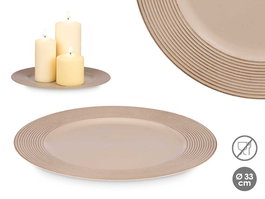 Giftdecor Portavelas Circulos Taupe Envejecido 33 cm (Ancho 33 cm, Alto 3 cm, Largo 33 cm) (Set de 24)