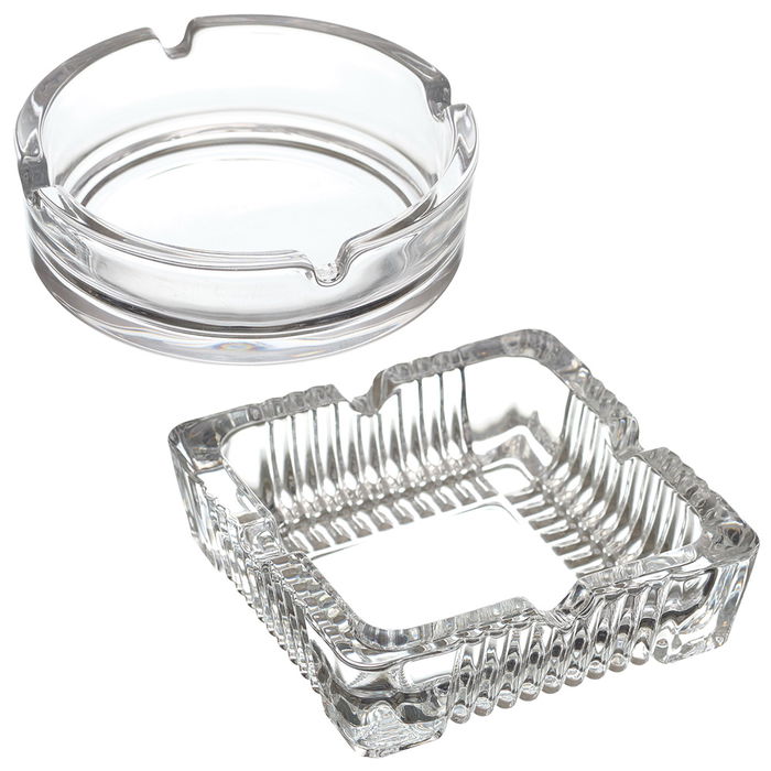 Home Deco Factory Cenicero Vidrio Surtido Redondo d. 10,5 cm x h. 3,5 cm Cuadrado 10x10 cm x h. 3,5 cm