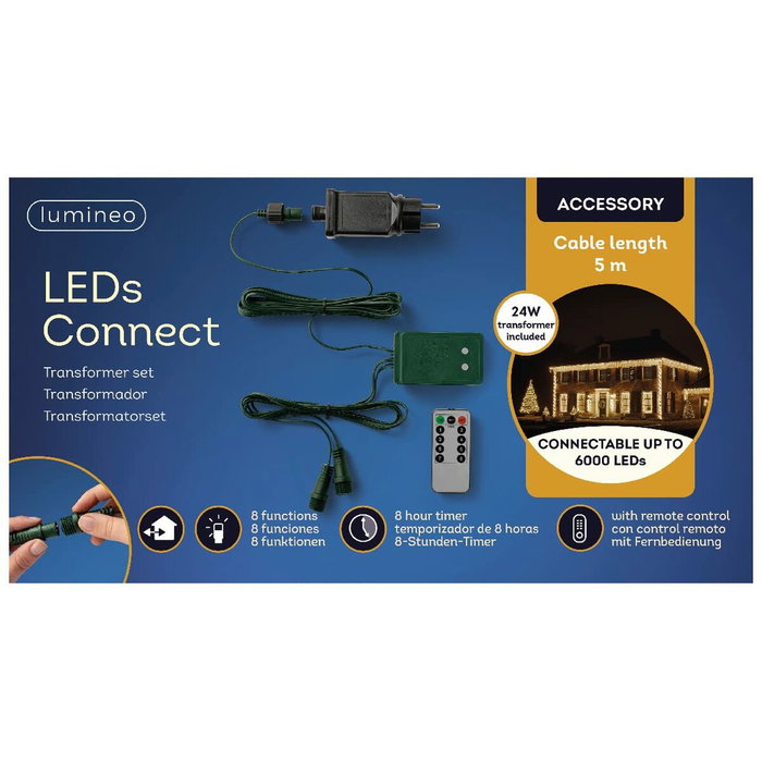 Lumineo Transformador verde con control remoto para exterior, 5 m