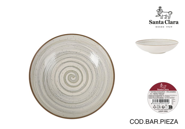 Santa Clara Plato Hondo Loop Gris 21cm (Pack de 12) de la Colección Loop Santa Clara Plato Hondo Loop Gris 21cm (Pack de 12) de la Colección Loop