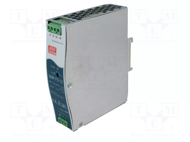 MEAN WELL SDR-75-12 Alimentador de impulso para carril DIN 75,6W 12VDC