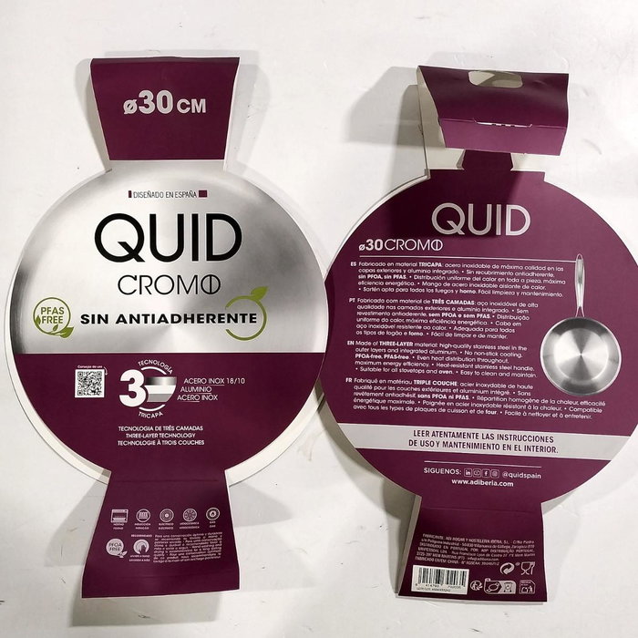 Quwid Quid Sartén de Acero Inoxidable Cromo 30 cm - Bixoto.com