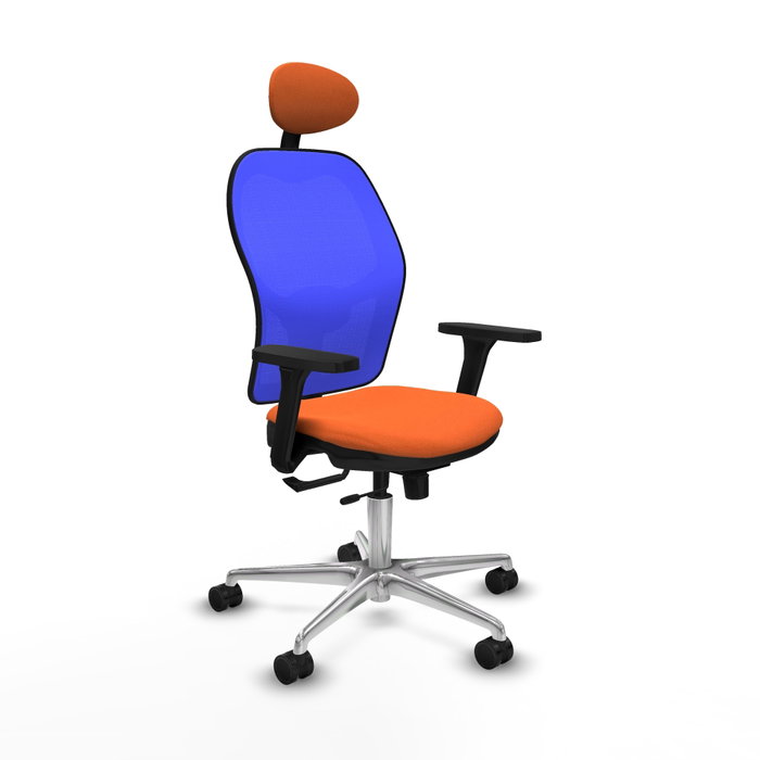 PIQUERAS Y CRESPO Silla de oficina Jorquera con mecanismo Sincro/Traslack, Naranja y Azul PIQUERAS Y CRESPO Silla de oficina Jorquera con mecanismo Sincro/Traslack, Naranja y Azul