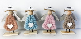 DKD Home Decor Figura de Ángel de Madera y Poliéster - Surtido de 4 Unidades