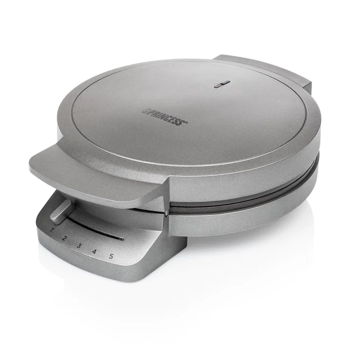 Princess Gofrera 132380 para 5 gofres con forma de corazón, 1200 W, acero inoxidable, termostato regulable, antiadherente y segura