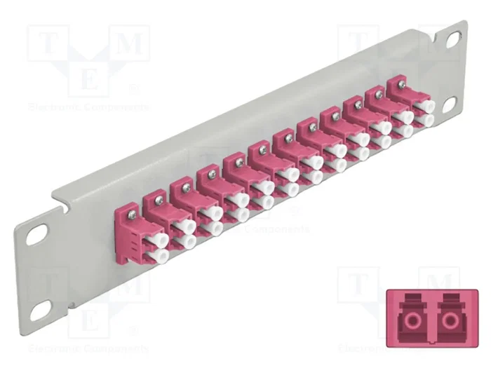 DeLOCK Patchpanel de Fibra Óptica 12 Puertos LC Duplex 10″ 1U Gris/Violeta