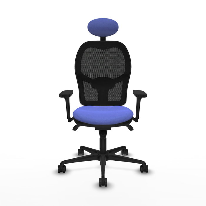 PIQUERAS Y CRESPO Silla de oficina Jorquera con mecanismo Sincro, tela azul claro y malla negra