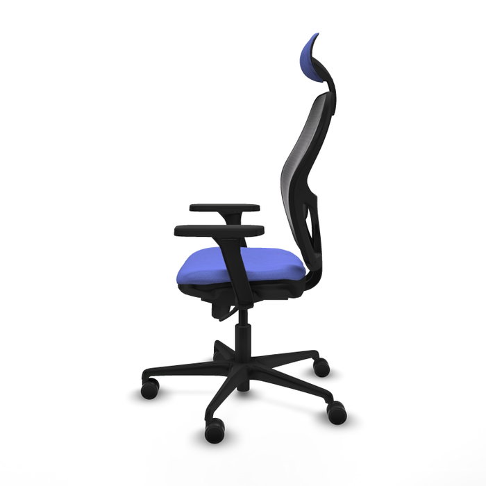 PIQUERAS Y CRESPO Silla de oficina Jorquera con mecanismo Sincro, tela azul claro y malla negra