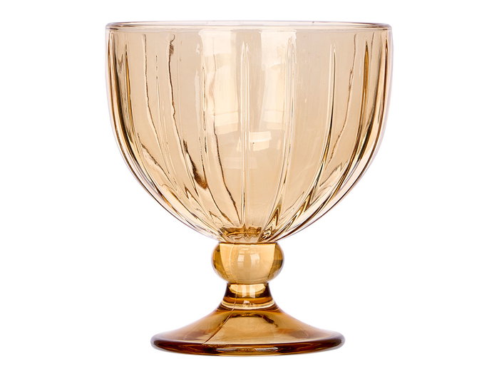 VIVALTO Copa Helado Rayas 360 ml Ambar Vidrio 10.5x12x10.5 cm (Set de 24)