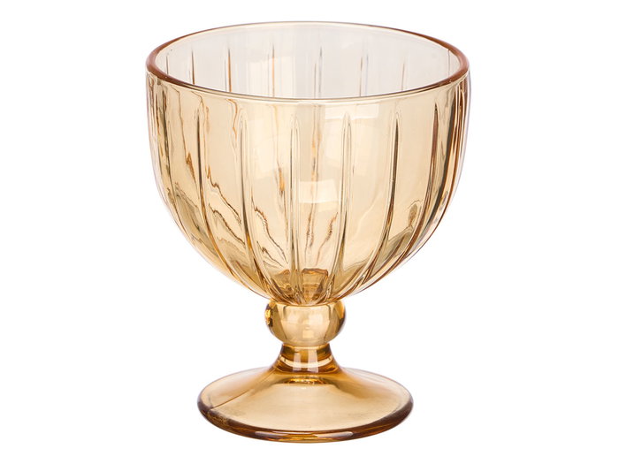 VIVALTO Copa Helado Rayas 360 ml Ambar Vidrio 10.5x12x10.5 cm (Set de 24)