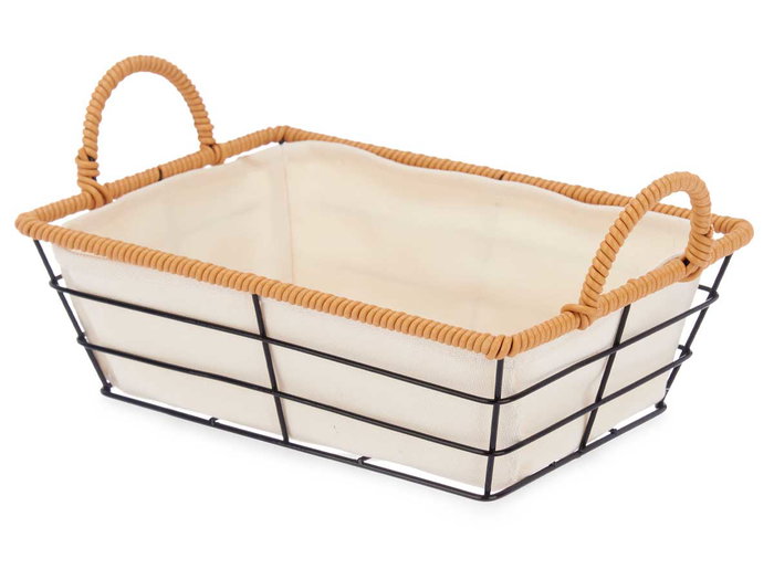 Kinvara Cesta de Metal Rectangular con Asas 29x12x19 cm Natural (Set de 24)