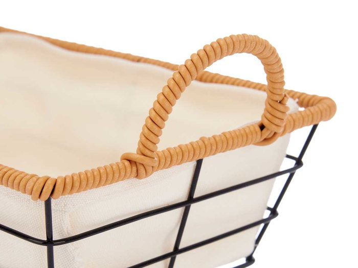 Kinvara Cesta de Metal Rectangular con Asas 29x12x19 cm Natural (Set de 24)