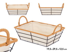 Kinvara Cesta de Metal Rectangular con Asas 29x12x19 cm Natural (Set de 24)