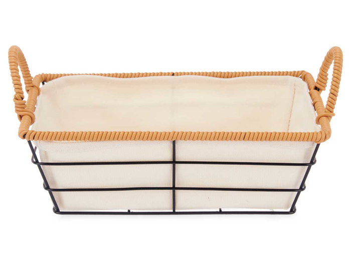 Kinvara Cesta de Metal Rectangular con Asas 29x12x19 cm Natural (Set de 24)