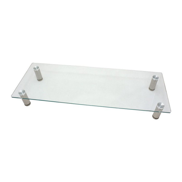 ROLINE 17023376 Soporte de Monitor de Cristal Ajustable en Altura, Rectangular, Hasta 20 kg, Transparente, para Escritorio