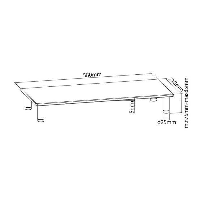 ROLINE 17023376 Soporte de Monitor de Cristal Ajustable en Altura, Rectangular, Hasta 20 kg, Transparente, para Escritorio