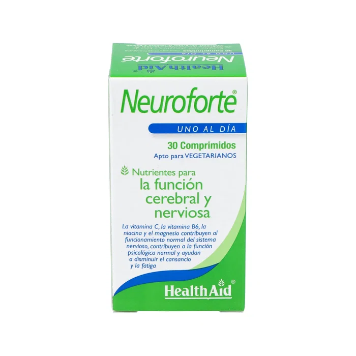 HEALTH AID Neuroforte 30 Comp - Suplemento de Magnesio, Vitaminas B, Ginkgo y Aminoácidos para el Sistema Nervioso - Apto para Vegetarianos HEALTH AID Neuroforte 30 Comp - Suplemento de Magnesio, Vitaminas B, Ginkgo y Aminoácidos para el Sistema Nervioso - Apto para Vegetarianos
