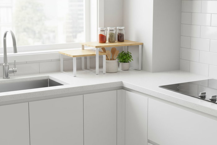 Inde Set de 2 Estantes para Cocina, Color Negro, Medidas 32x19.8x15.8 cm y 32x18 cm (6 Unidades)