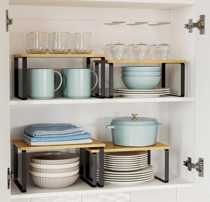 Inde Set de 2 Estantes para Cocina, Color Negro, Medidas 32x19.8x15.8 cm y 32x18 cm (6 Unidades)