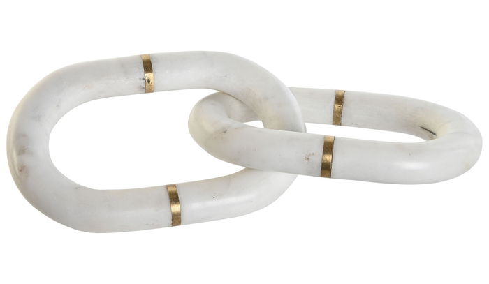 DKD Home Decor Decoración 13 x 13 x 28 cm Blanco Dorado Mármol con Cadena DKD Home Decor Decoración 13 x 13 x 28 cm Blanco Dorado Mármol con Cadena