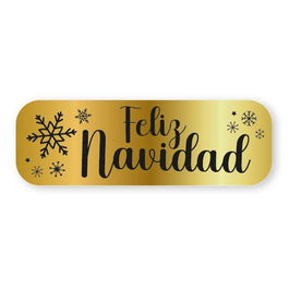 Etiquetas Regalo Adh. Holograficas Rollo 250 Uds. 45X15 Navidad Feliz Navidad Oro